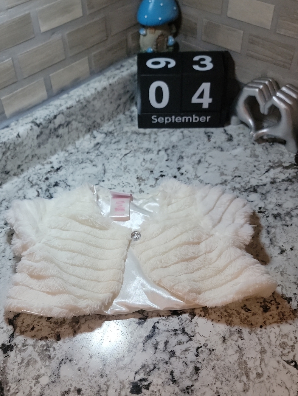 Kids Cream Faux Fur Bolero Shrug by Nannette Kids